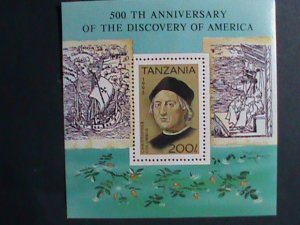 ​TANZANIA-1992 SC#899 500TH ANNIVERSARY OF COLUMBUS DISCOVERED AMERICA S/S MNH