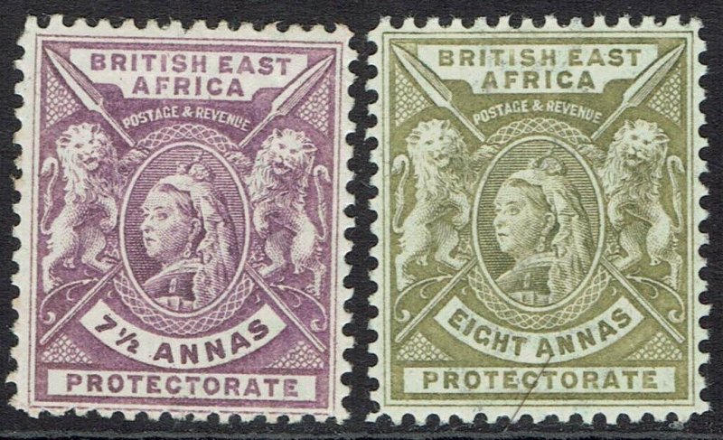 BRITISH EAST AFRICA 1896 QV LIONS 7½A AND 8A