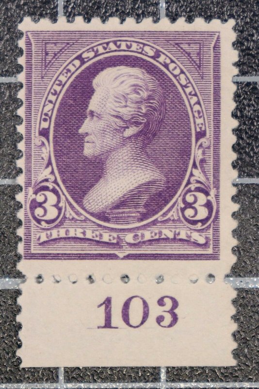 Scott 253 - 3 Cents Jackson - OG MH - Nice Stamp Plate # Single 103 SCV $120.00 