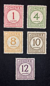 MOMEN: MALAYA JOHORE SG #D1-D5 1938 MINT OG H £200 LOT #68397*