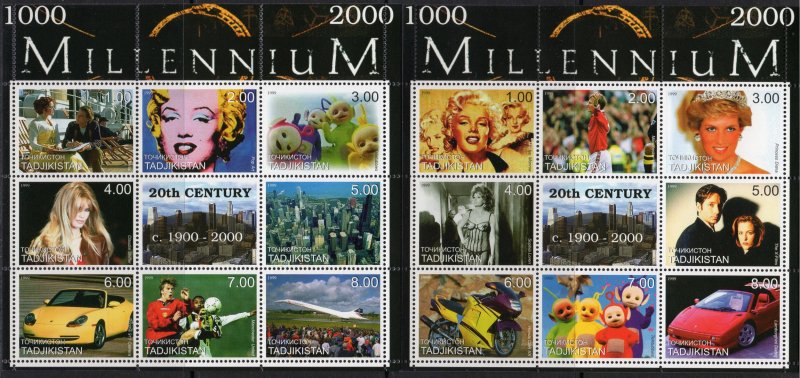 Tajikistan 1999 MILLENNIUM (1000-2000) 9 Sheetlets of 6 + 3 Sheetlets of 8 MNH