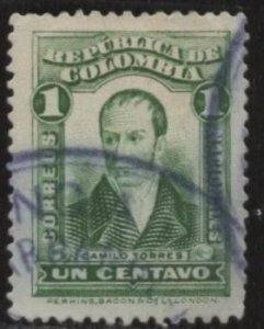 Colombia 340 (used) 1c Camilo Torres, green (1917)