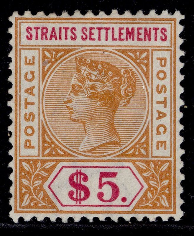 MALAYSIA - Straits Settlements QV SG105, $5 orange & carmine, LH MINT. Cat £475.