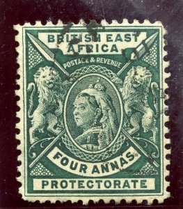 British East Africa 1896 QV 4a deep green very fine used. SG 70. Sc 78.