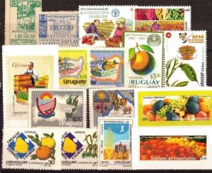 DISCOVER URUGUAY ! FRUITS NATURAL FOOD VEGETABLES RICE QUINOA GRAPE STAMPS MNH 