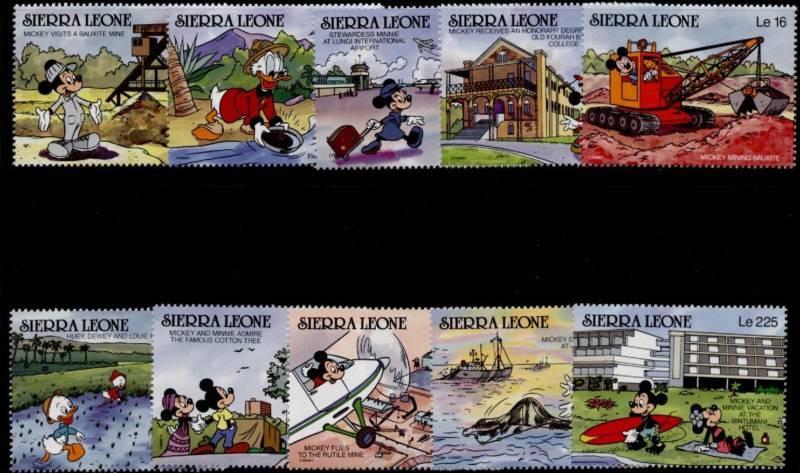 Sierra Leone 1194-203 MNH Disney, Mining, aircraft