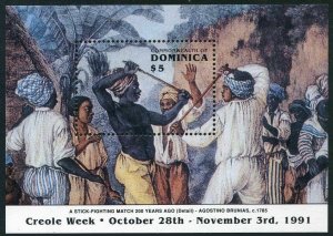 Dominica 1397,MNH.Michel 1475 Bl.195. Creole Week,1991.Stick fight,c 1785.