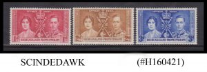 BECHUANALAND PROTECTORATE - 1937 KGVI CORONATION - 3V - MINT NH