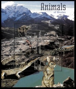 Bhutan 2002 - Animals - Sheet of 6 Stamps - Scott #1375 - MNH