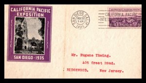 OAS-CNY 1551 FDC SC 773 $.03 CALIFORNIA EXPO SAN DIEGO 1935