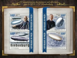 Niger Aviation Stamps 2021 MNH Zeppelins LZ 129 Hindenburg 1st Flight 4v M/S