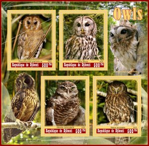 Stamps. Fauna Birds Owl 2020 year, 1+1 sheets MNH ** perforated