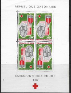 GABON  C55A  MNH  BLOOD DONOR SOUVENIR SHEET