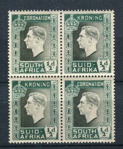 SOUTH AFRICA; 1937 early GVI Coronation issue Mint hinged 1/2d. BLOCK