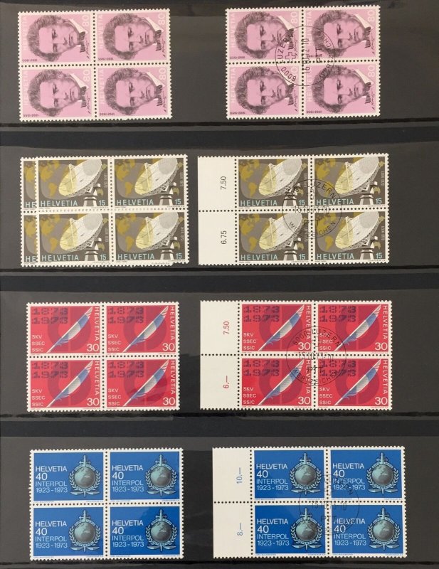 Switzerland 1970s MNH Used Blocks Lighth. Coll.(1000+)Mint Face Ap.300FR+(GM1930