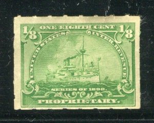 USA; 1890s early classic Battleship Revenue issue used 1/8c. value