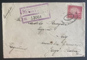 1929 New York Usa Zero Cancel Registered Cover To Senj Yugoslavia