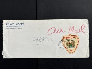 1968 Sierra Leone Airmail Cover to US with Die Cut Self-Adhesive Stamp Sc# 316