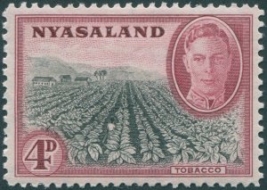 Nyasaland 1945 4d black & claret SG149 unused