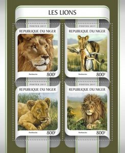 Niger - 2017 Lions on Stamps - 4 Stamp Sheet - NIG17213a