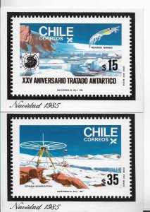 CHILE 1985 SET OF 3 POSTCARD STATIONERY ANTARCTICS TREATY ANNIVERSARY CHRISTMAS