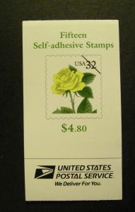 BK241, Scott 3049b, c, d, 32c Yellow Rose, booklet of 15