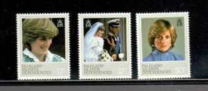 FALKLAND ISLANDS #1L72-1L75 1982 PRINCESS DIANA MINT VF NH O.G