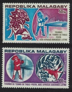 Malagasy Rep. Hummingbird Bird Hibiscus Table Tennis 2v 1974 MNH SG#273-274