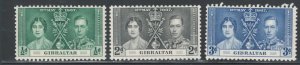 Gibraltar 1937 Coronation Omnibus Issue Scott # 104 - 106 MH