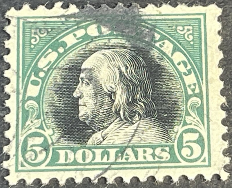 U.S.# 524-USED--SINGLE--FIVE DOLLAR--FRANKLIN--1918(LOTA9)