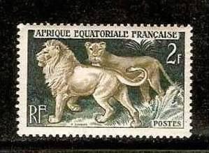 FRENCH AFRICA ANIMALS, MAMMALS, LION  # 1291