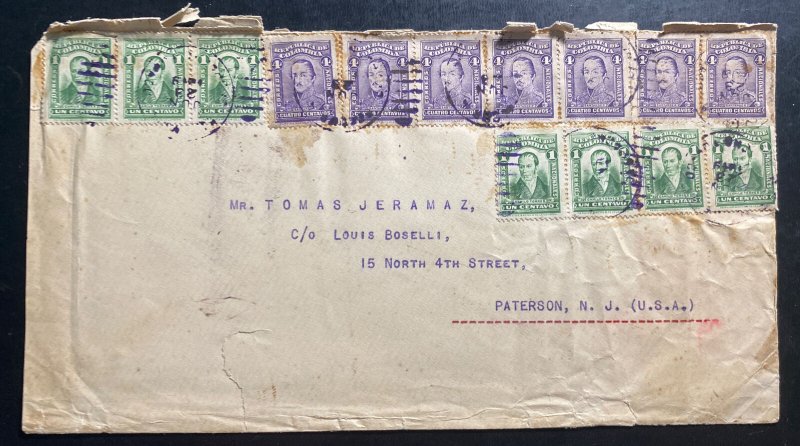 1919 Tumaco Colombia Commercial Cover To Paterson NJ USA 