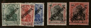 Germany 1908 Offices in Turkey Germania Mi48-52 Set Wmk Used 95884