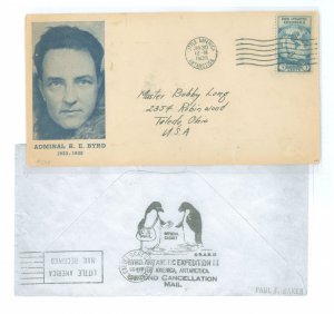 US 733 1935 3c Byrd stamp (perf) franking this cachet Byrd Antarctic Expedition II Little America cover mailed from the Antarc