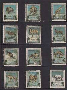 Complete set of 12 Collector Art Poster Stamps - Zoo Animals