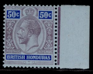 BRITISH HONDURAS GV SG107, 50c purple & blue/blue, LH MINT. Cat £35.