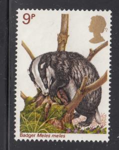 Great Britain 1977 used Scott #820 9p Badger Wildlife Protection