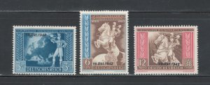 Germany 1942 Semi-Postal (Postal Telegraph Agreement) Scott # B212 - B214 MH