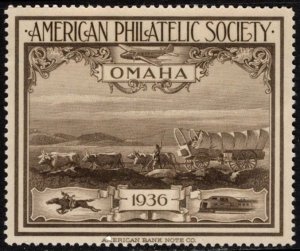 1936 US Poster Stamp American Philatelic Society Omaha Nebraska Unused