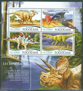 TOGO 2015 DINOSAURS SHEET  MINT NH