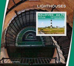 Maldives 2019 MNH Lighthouses Stamps Cape Hatteras Lighthouse Architecture 1v SS
