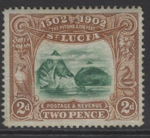 ST.LUCIA SG63 1902 2d GREEN & BROWN MTD MINT