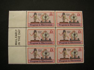 Scott C86, 11c Progress in Electronics, Mail Early block of 6, LM, MNH Airmail