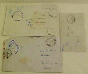 PALESTINE  1943 FPO 155,1944 FPO 149,1944 FPO 142 BAPO 4 ALL TO PALESTINE 