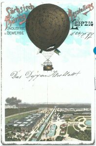 71717 - GERMANY  Postal History - BALLOON POSTCARD: Liepzig - MULLER # 1 1897