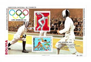 #2267 BOLIVIA 1983 SPORTS OLYMPIC LOS ANGELES 84 S/SHEET MI BL 135 YV 107 MNH