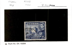 Cyprus, Postage Stamp, #148 Used, 1938 Kolossi Castle (AC)