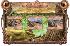 GUINEA - 2013 - Animals, Lizards  - Perf 3v Sheet - Mint Never Hinged