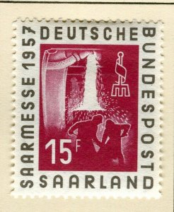 SAARLAND; 1957 early Saar Fair issue fine Mint hinged 15f. value