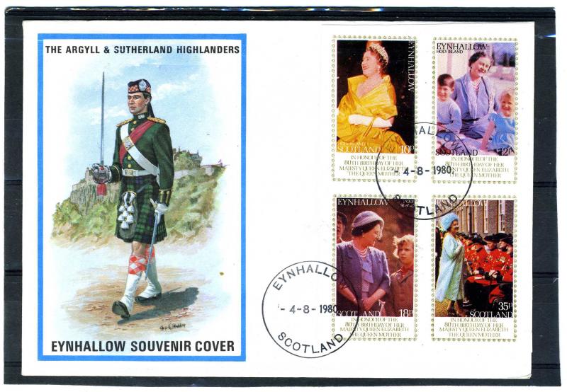 Eynhallow Scotland 4.08.1980 QUEEN MOTHER'S 80th.Birthday Imperforated in FDC